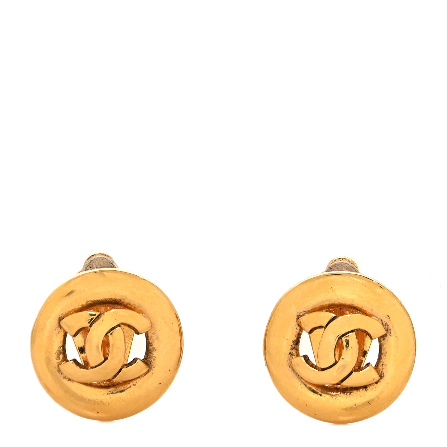 Metal CC Clip On Earrings Gold