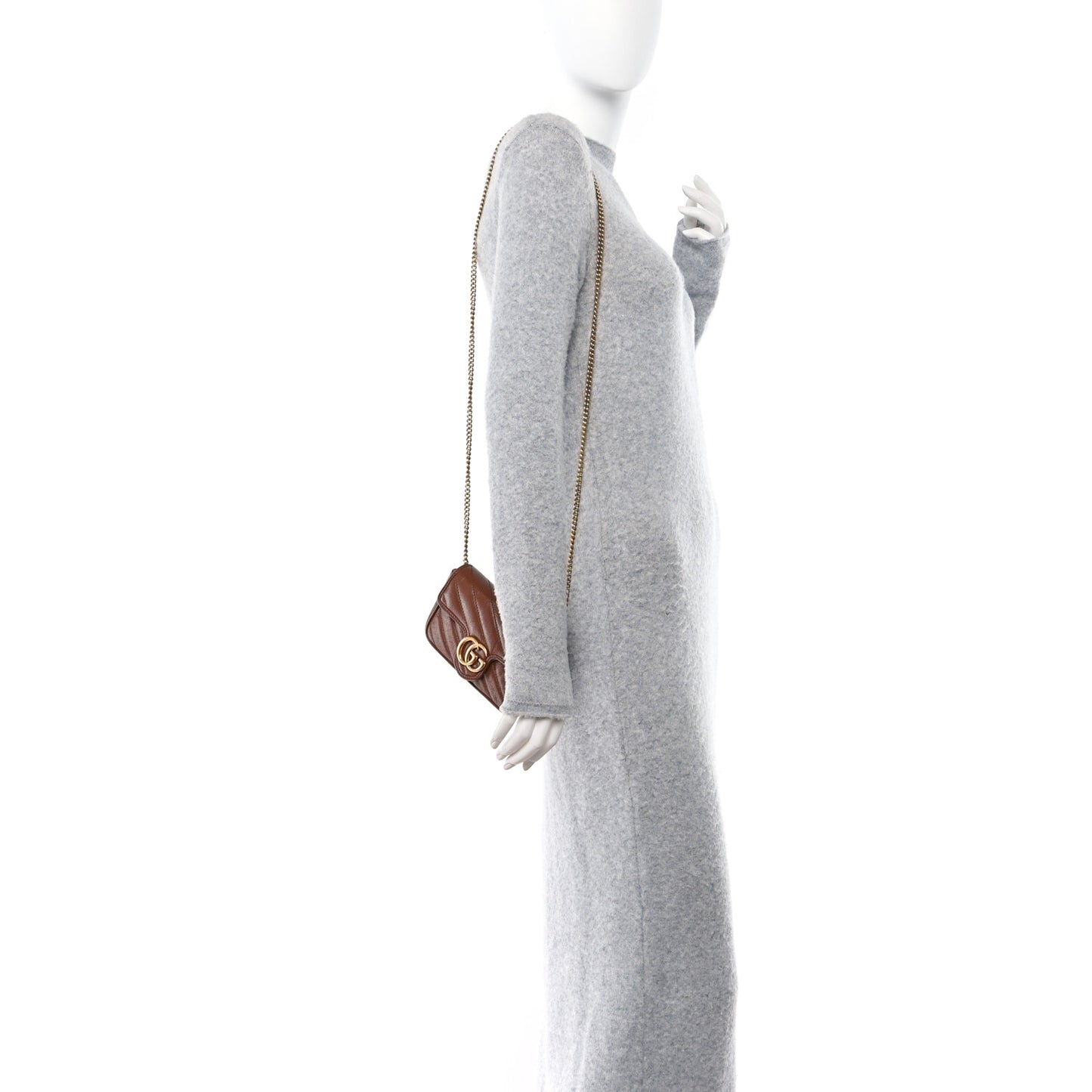 Calfskin Matelasse Diagonal Super Mini GG Marmont Shoulder Bag Cuir