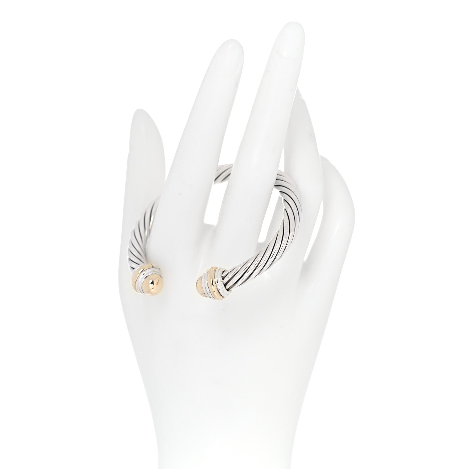 David Yurman Sterling Silver 14K Yellow Gold 7mm Cable Classics Bracelet 2 of 4