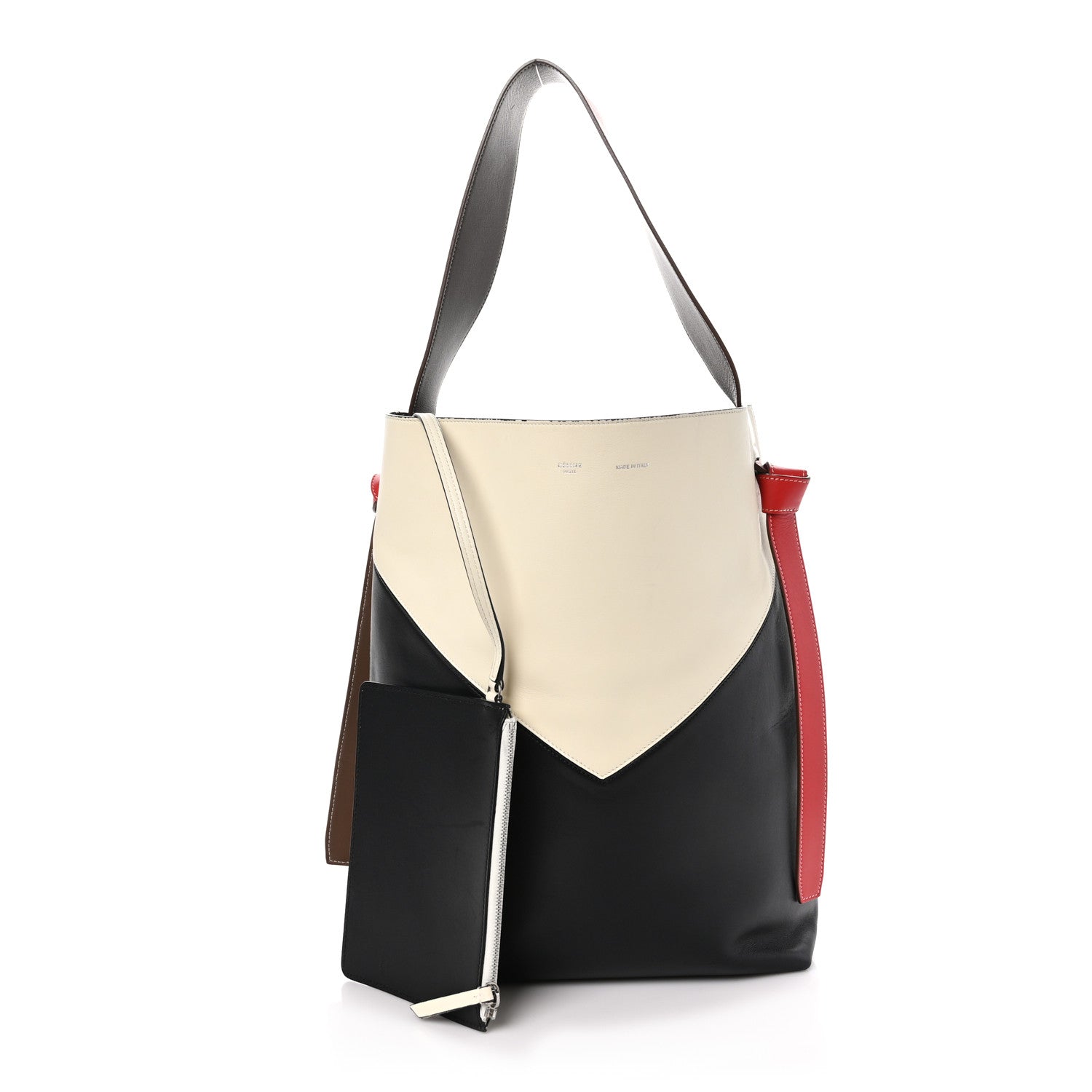 Celine Shiny Smooth Calfskin Twisted Cabas Ivory Black 3 of 9
