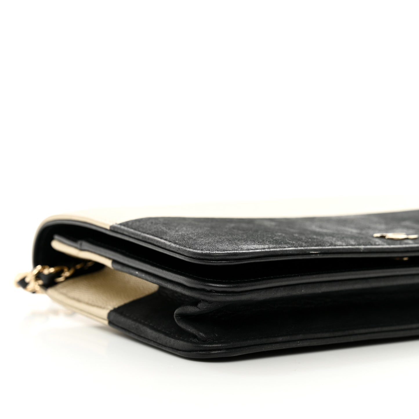 Metallic Caviar Suede Wallet On Chain WOC Gold Black