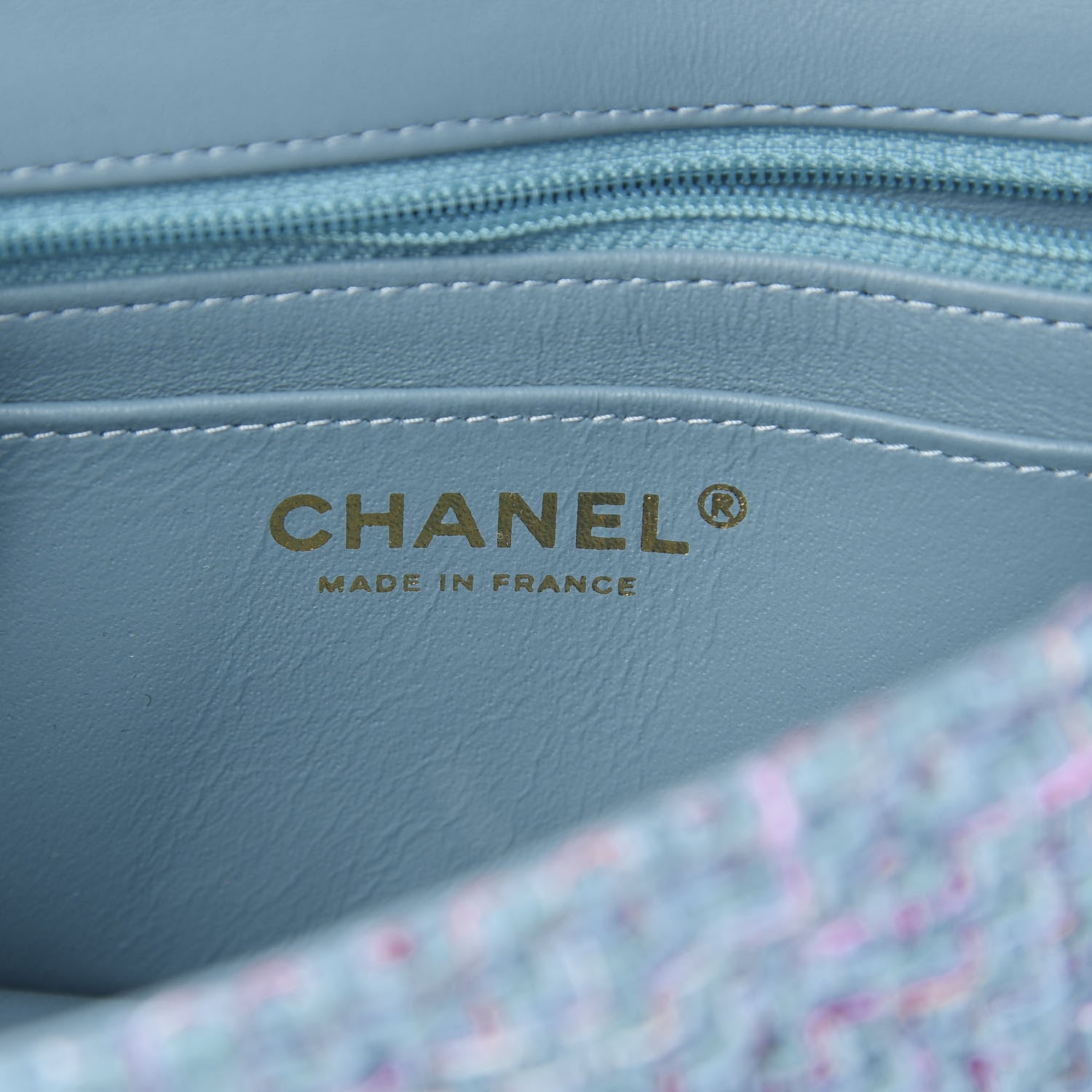 Chanel Tweed Quilted Mini Rectangular Flap Turquoise Purple White Red 6 of 11