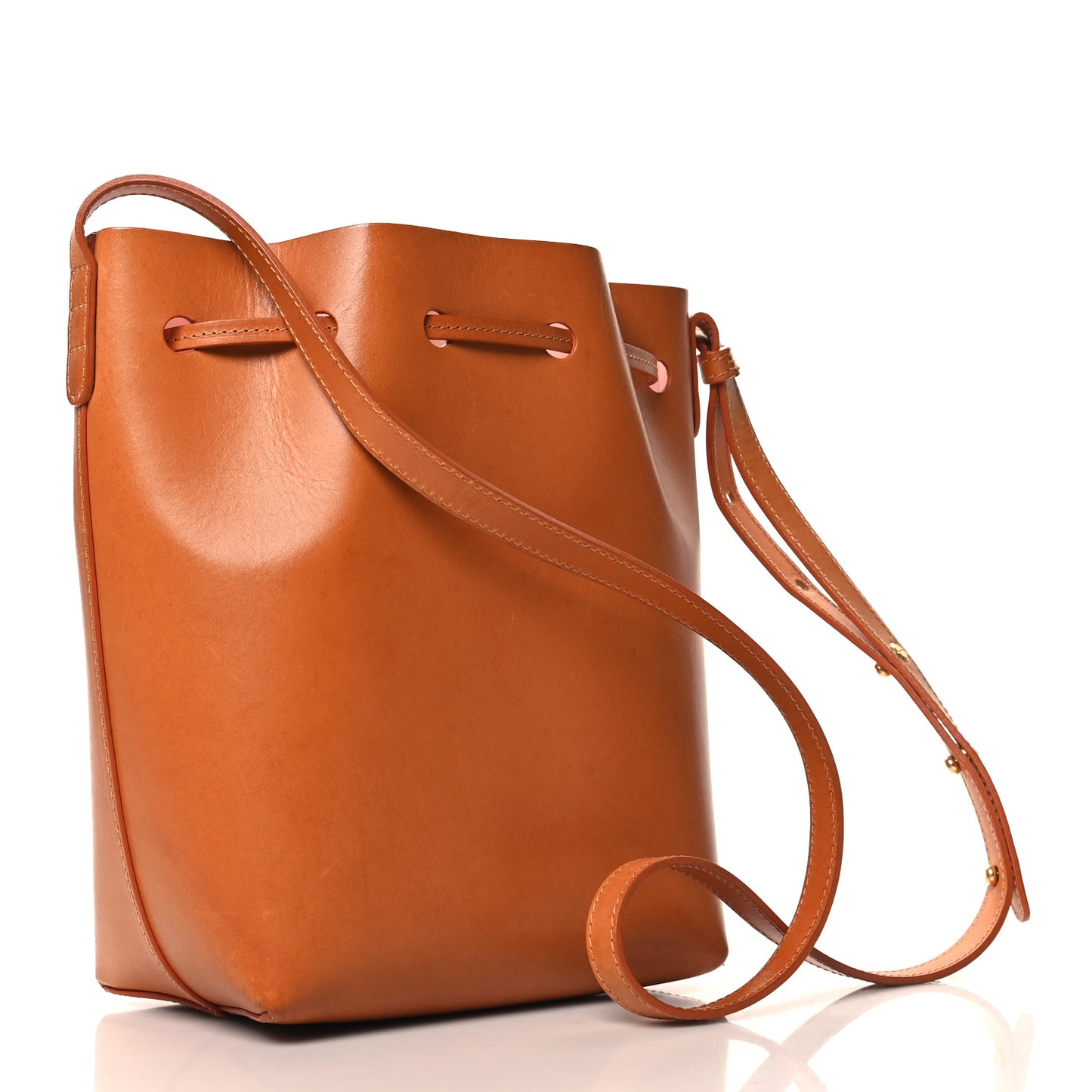 Vegetable Tanned Calfskin Mini Bucket Bag Cammello Rosa