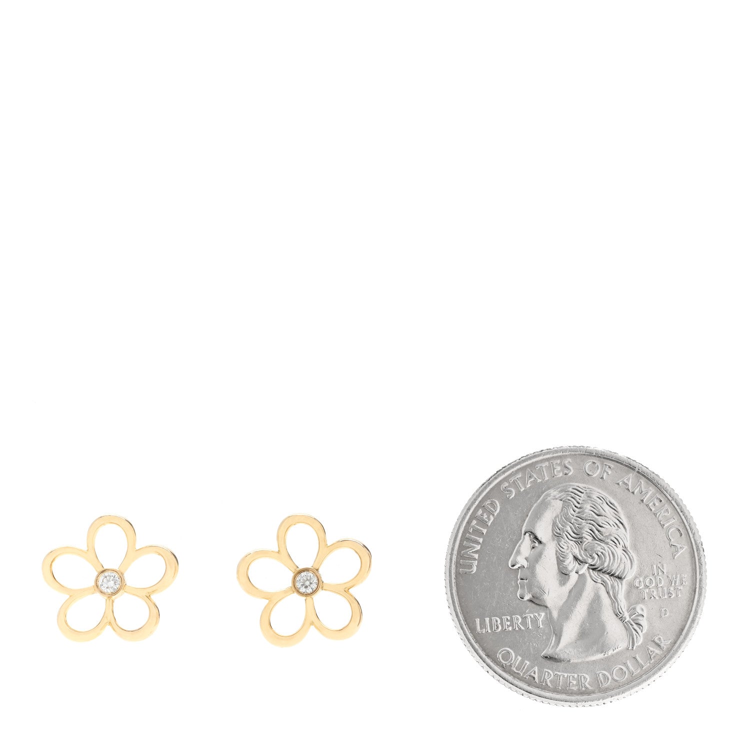 Tiffany 18K Yellow Gold Diamond Small Open Flower Earrings 2 of 4