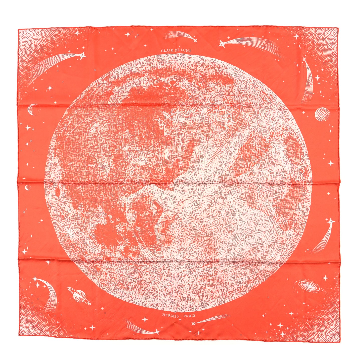 Silk Double Face Clair De Lune Scarf 90 Orange Gris White