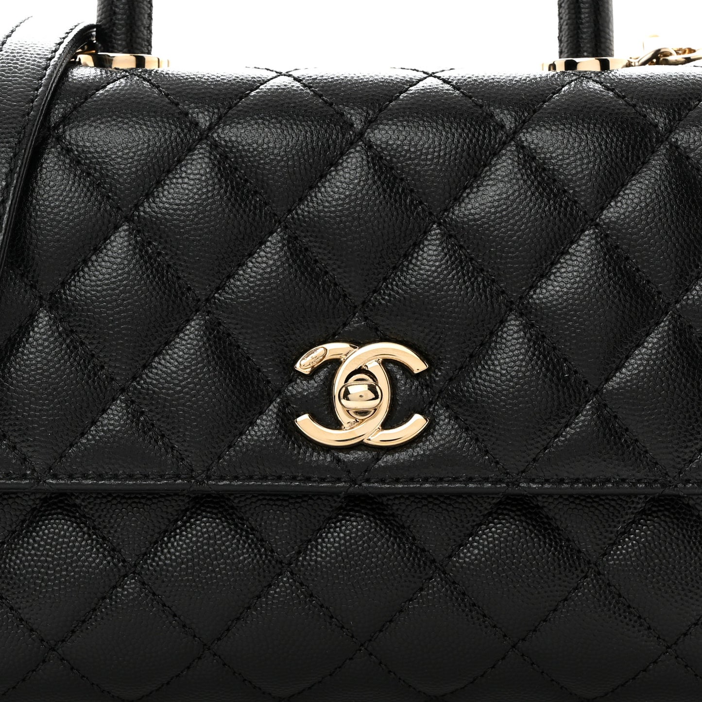Caviar Quilted Mini Coco Handle Flap Black
