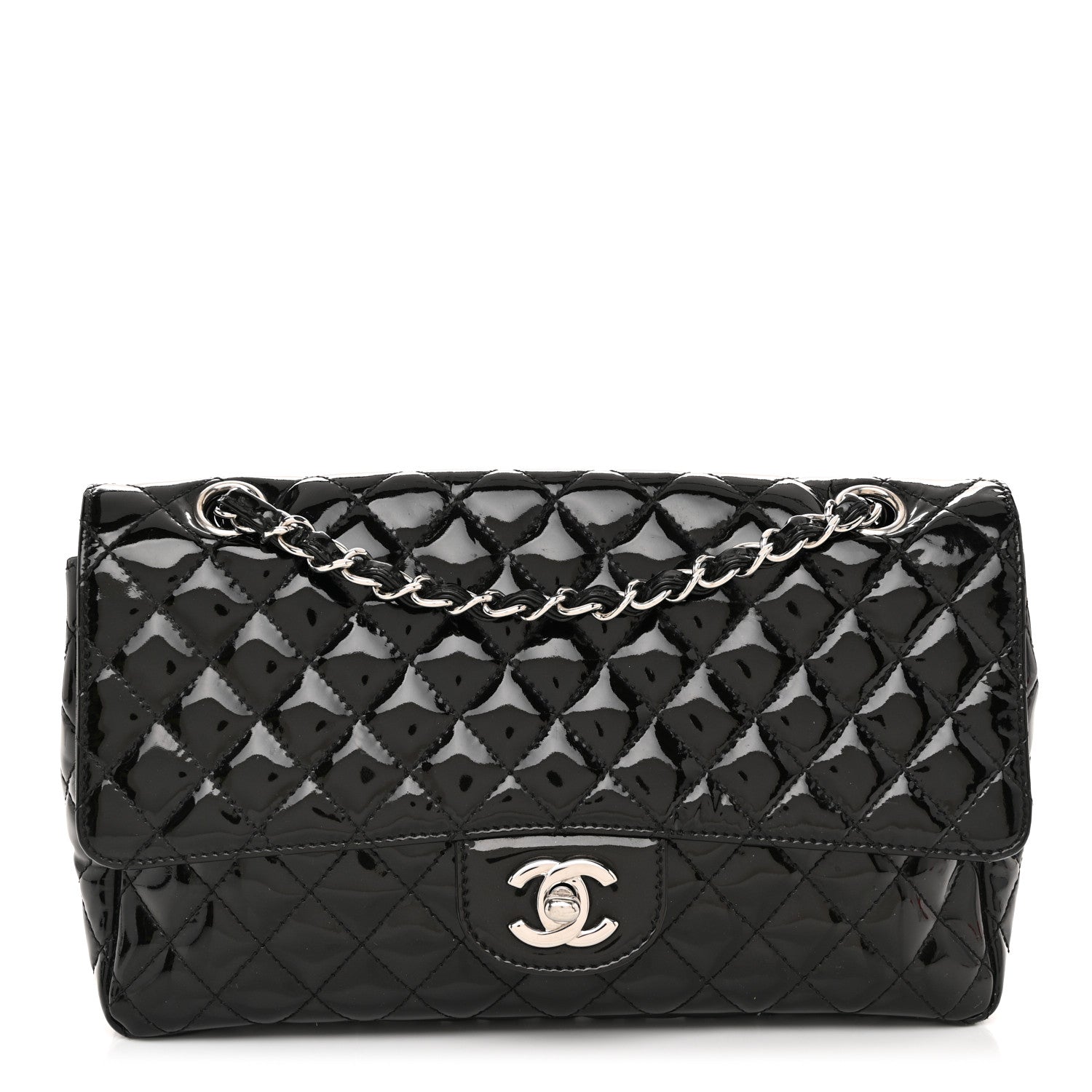 Chanel Patent Quilted Secret Label Medium Flap Black 1 of 11