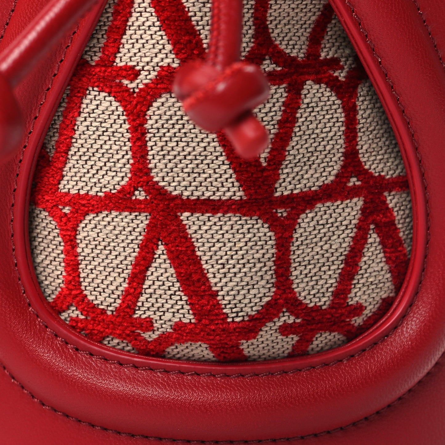 Toile Iconographe Nappa Le Cinquième Bucket Bag Naturale Rosso Valentino