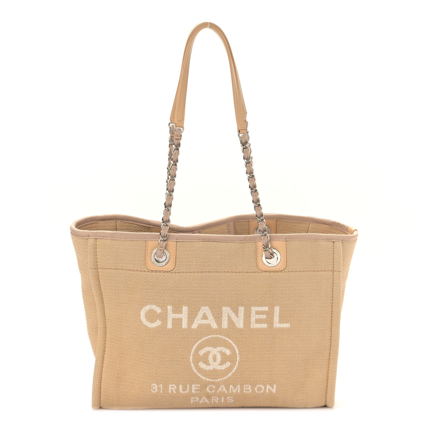 Mixed Fibers Small Deauville Tote Beige