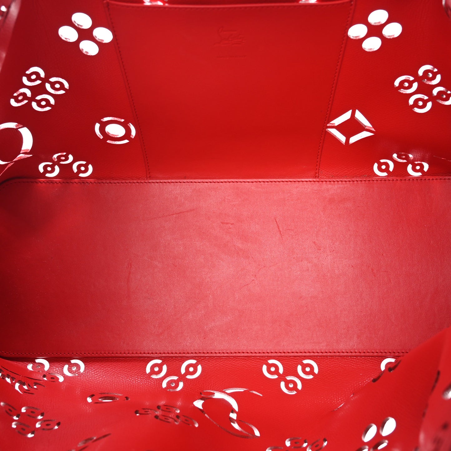 Calfskin Perforated Large Loubinthesky Cabarock Spikes Tote Snow