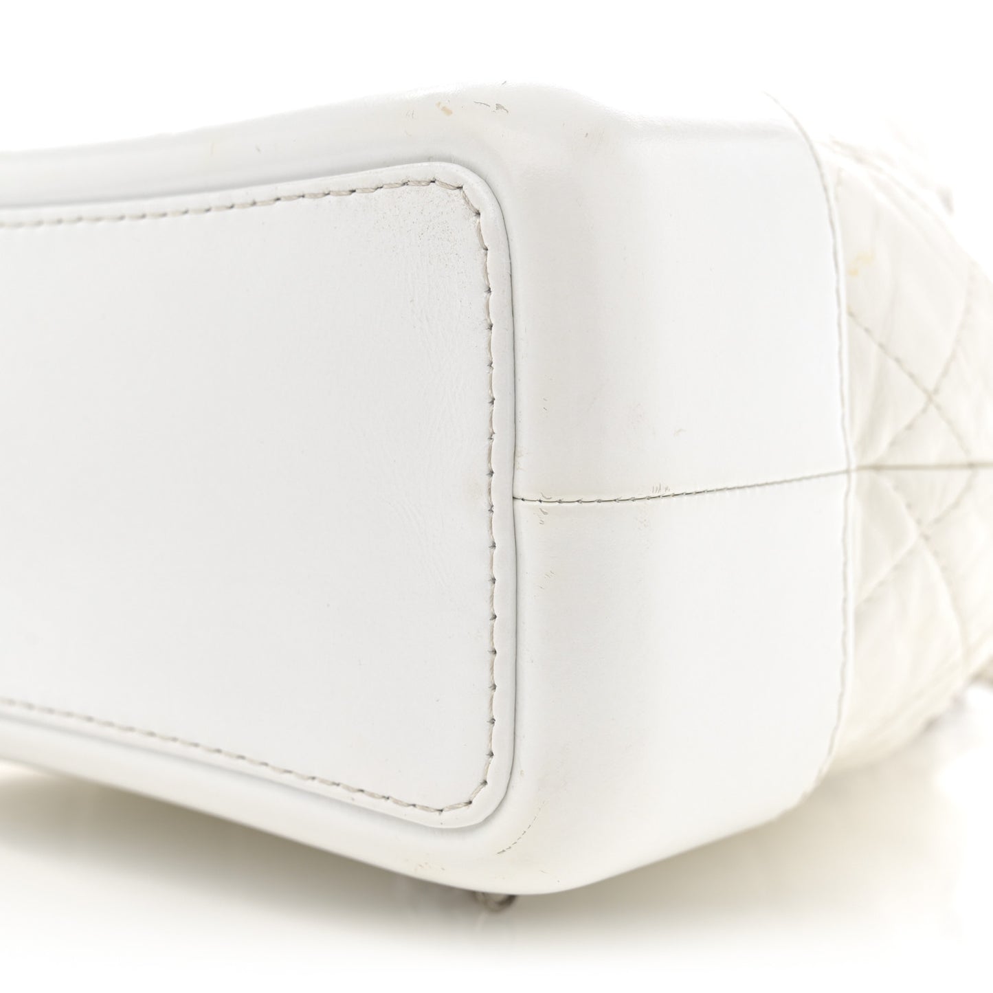 Aged Calfskin Quilted Small Gabrielle Backpack White