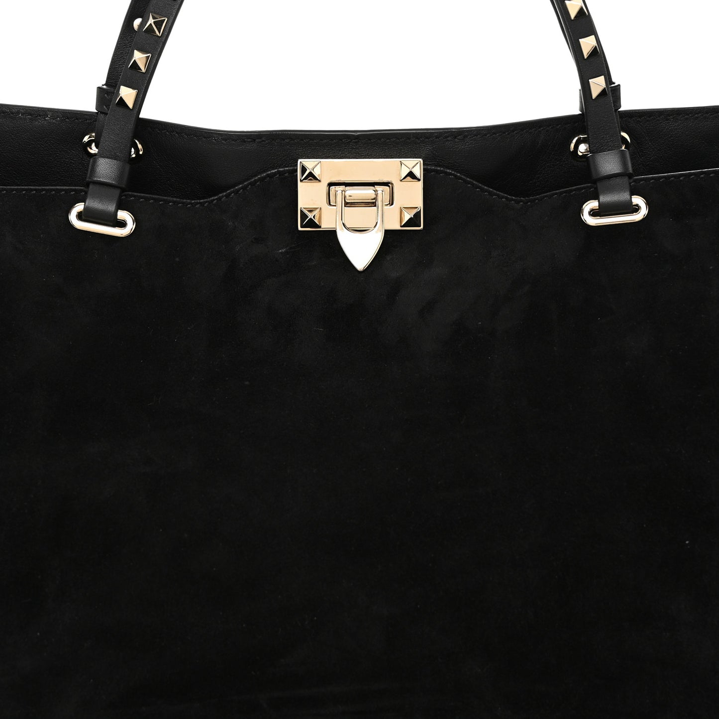 Suede Calfskin Medium Rockstud Tote Black