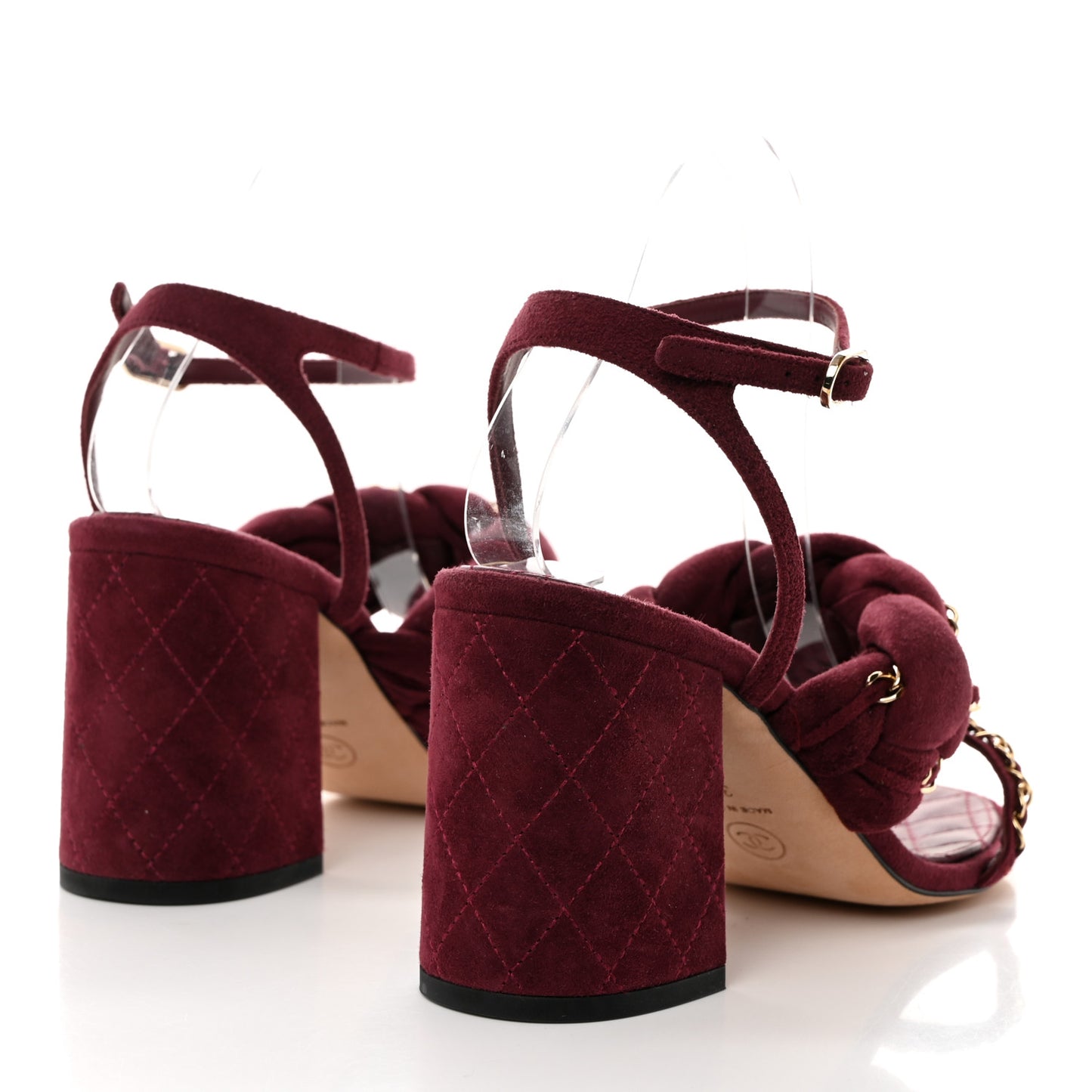 Kid Suede Chain Braided Sandals 39 Burgundy
