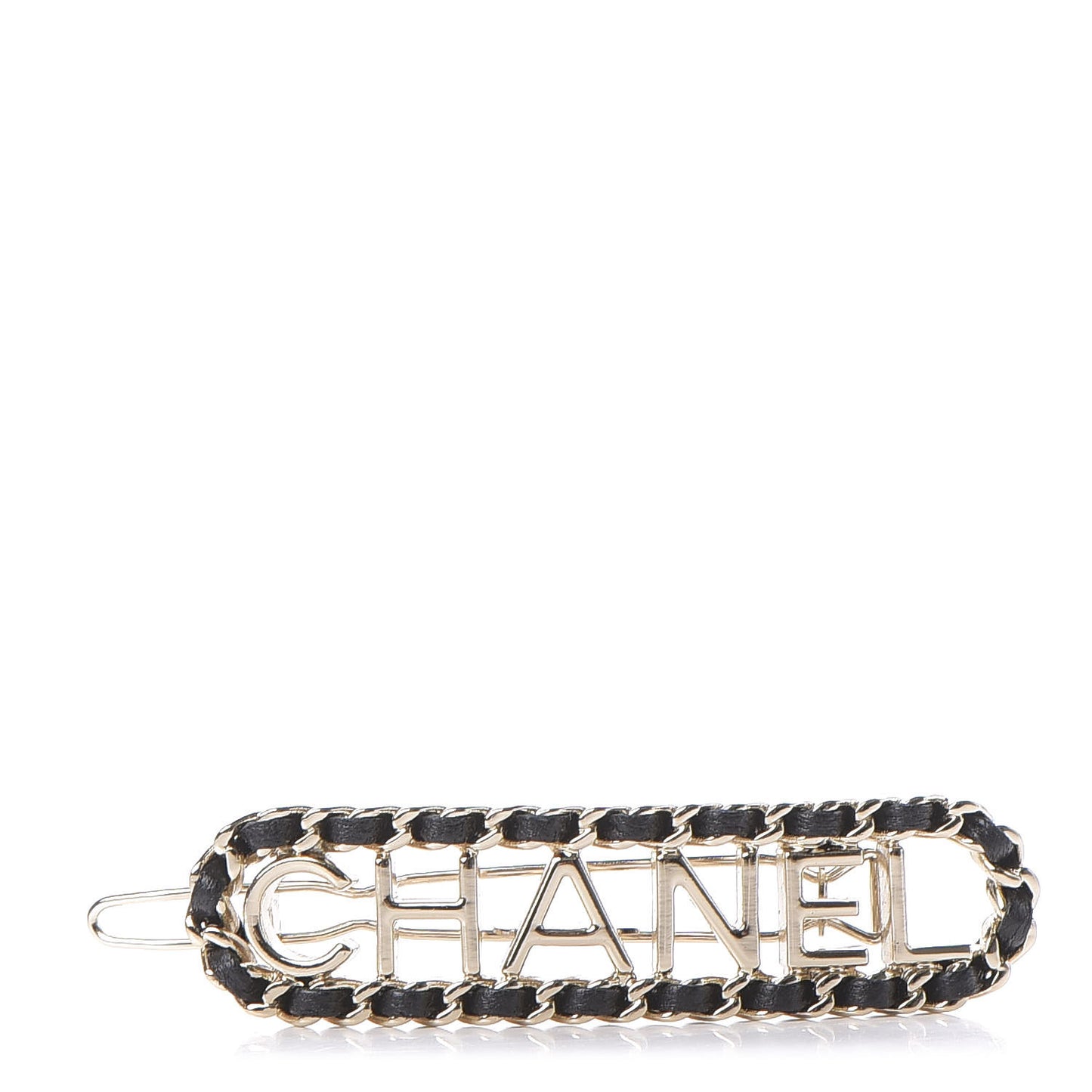 Metal Lambskin Vintage Allure Logo Hair Clip Black Gold