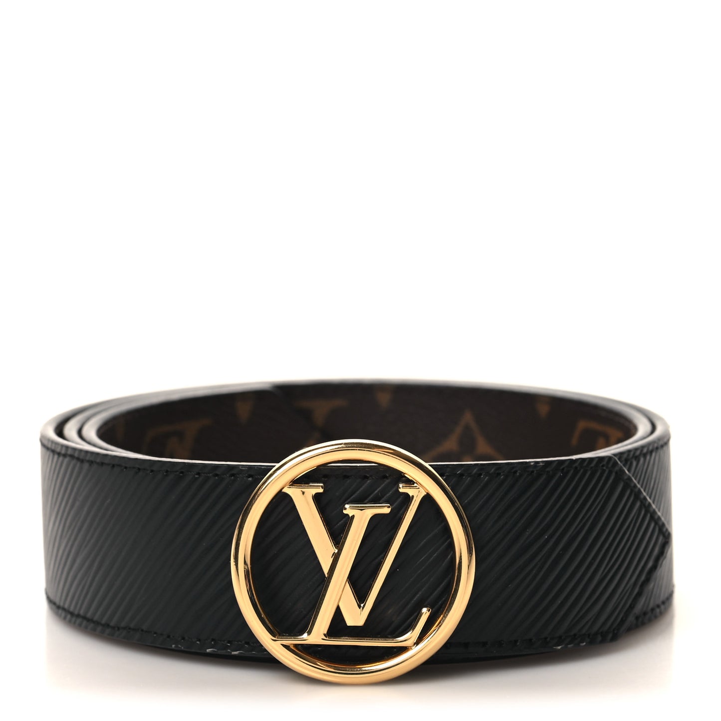 Monogram Epi 35mm LV Circle Reversible Belt 80 32 Black