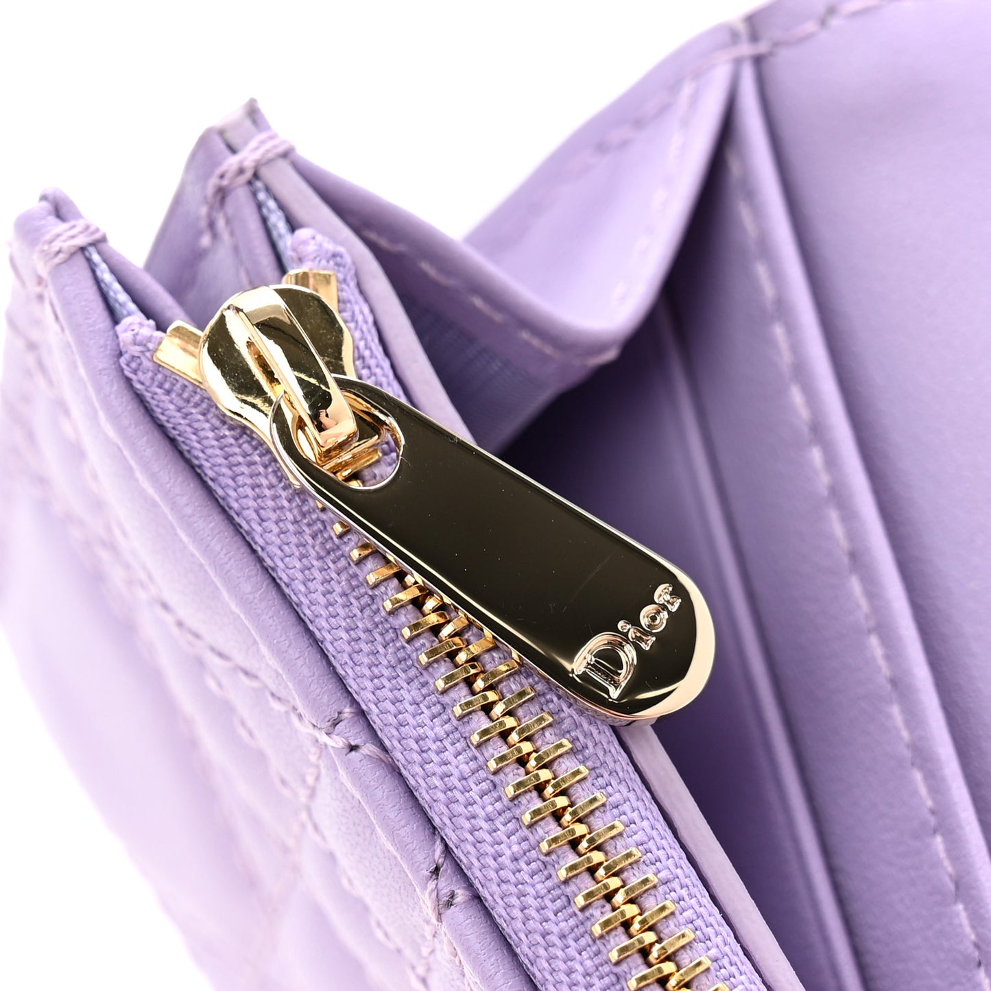 Lambskin Cannage Miss Dior Glycine Wallet Purple