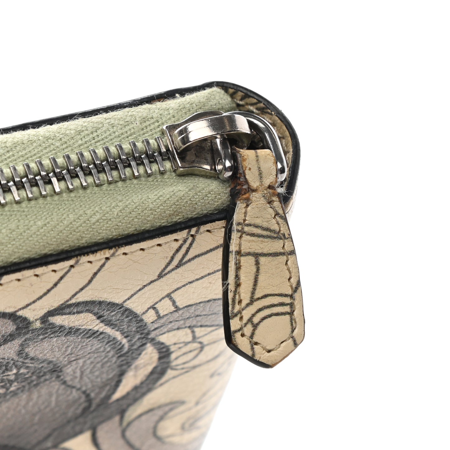 X JAMES JEAN Glace Calfskin Rabbit Print Zip Around Wallet Opaline