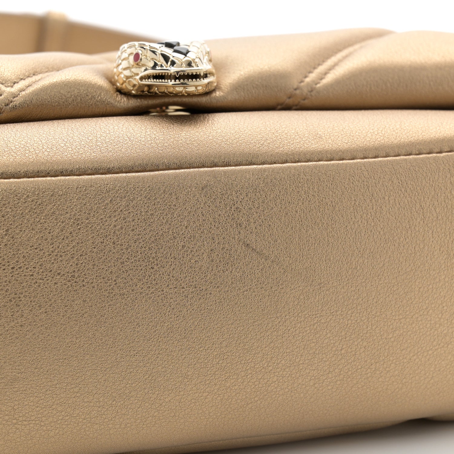 Bulgari Metallic Calfskin Matelasse Mini Serpenti Cabochon Crossbody Bag Gold 11 of 11