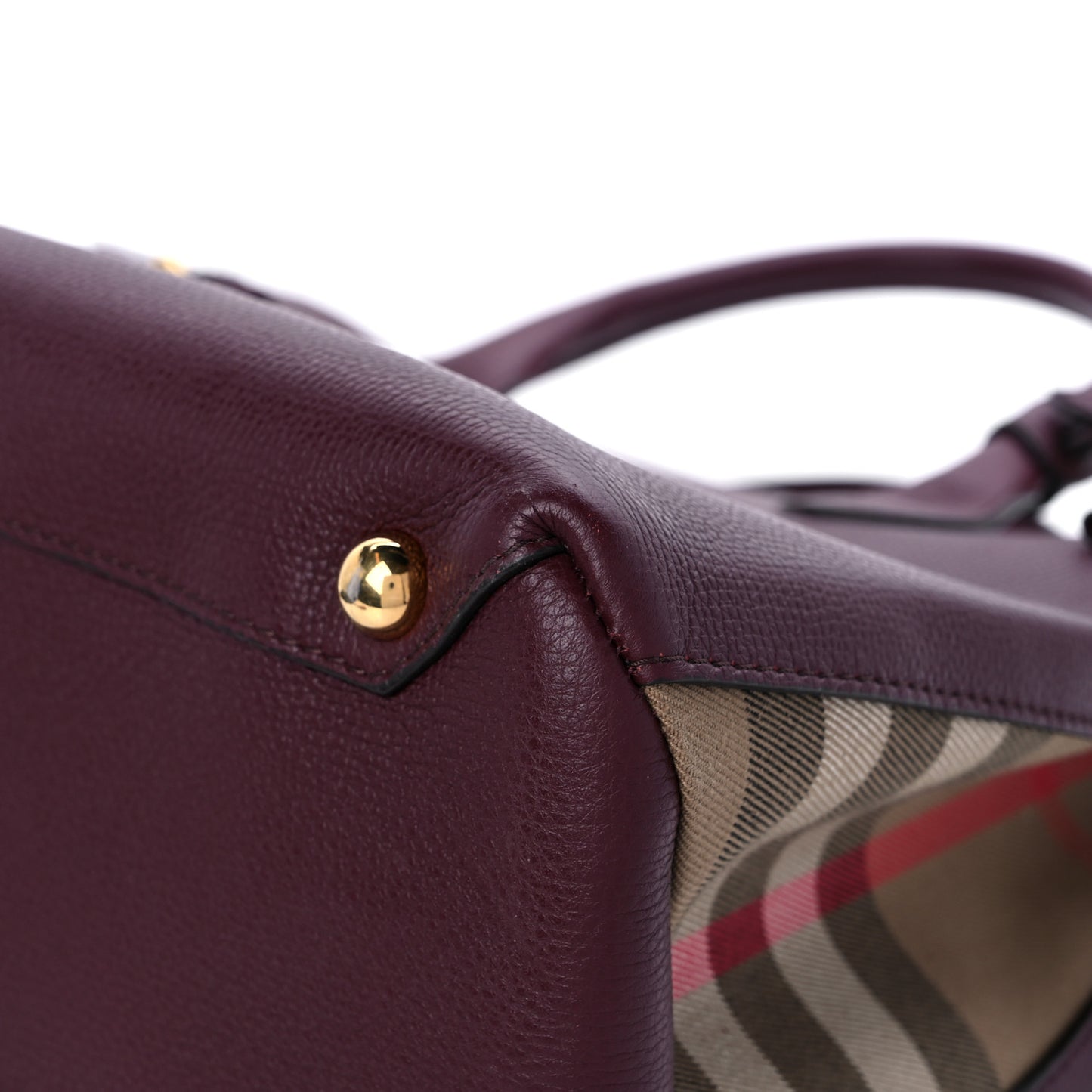 Grainy Calfskin House Check Medium Banner Tote Mahogany Red