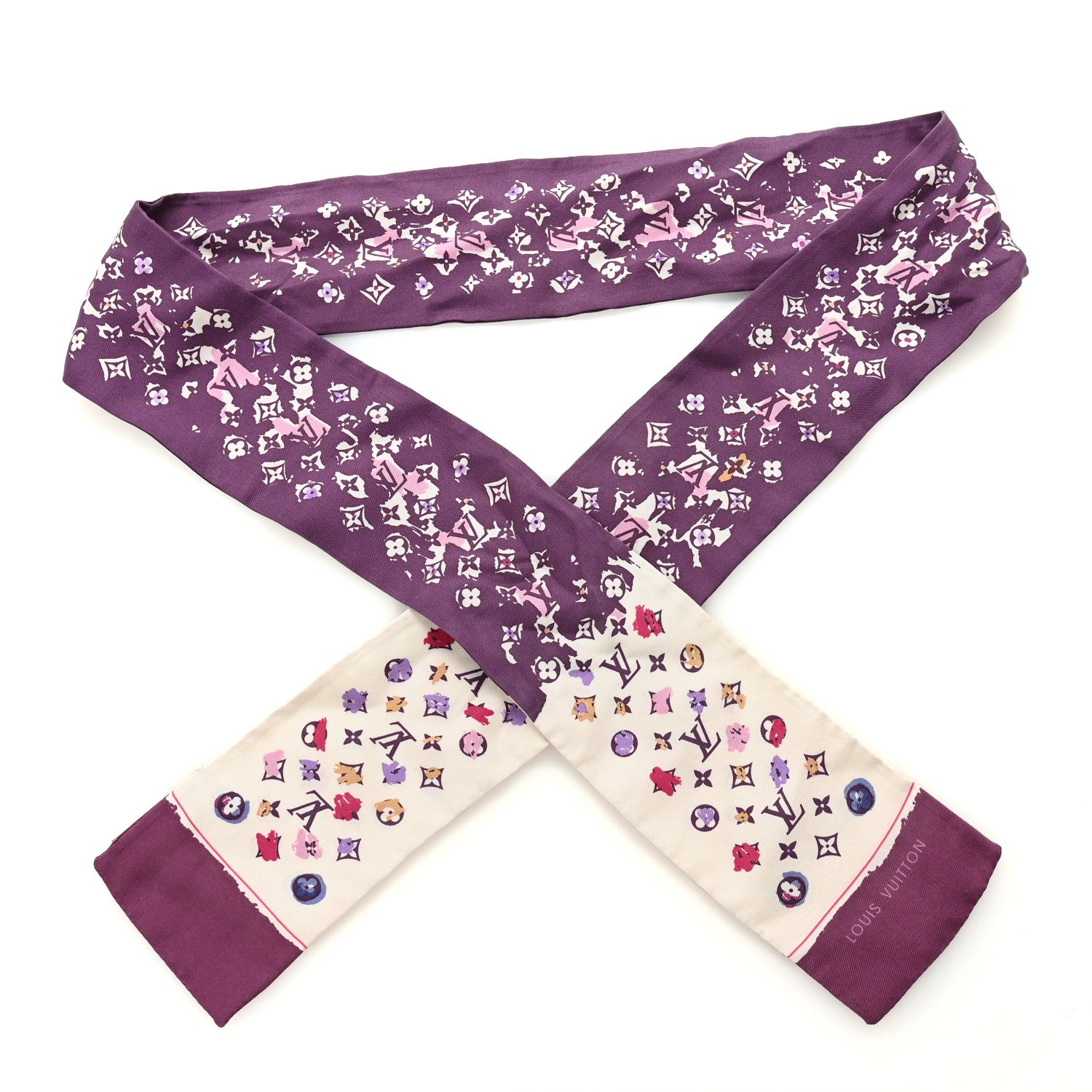 Louis Vuitton Silk Monogram Splash Bandeau Purple 1851790