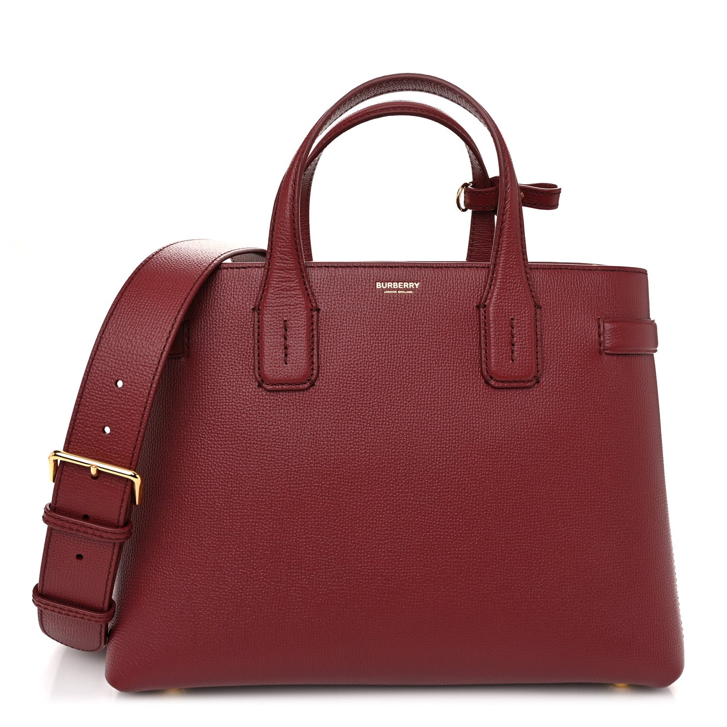 Grainy Calfskin House Check Medium Banner Tote Crimson