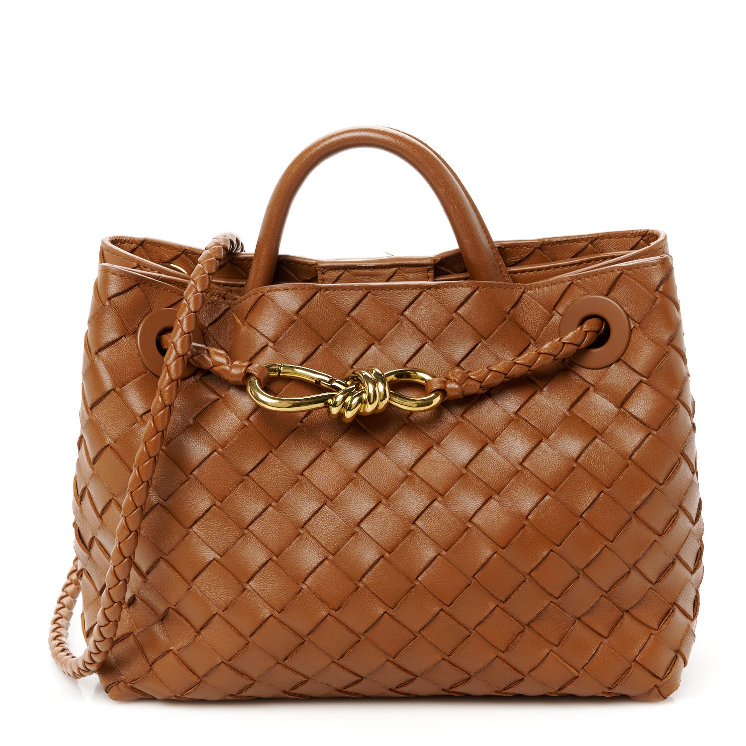 Bottega Veneta Nappa Intrecciato Small Andiamo Shoulder Bag Amber