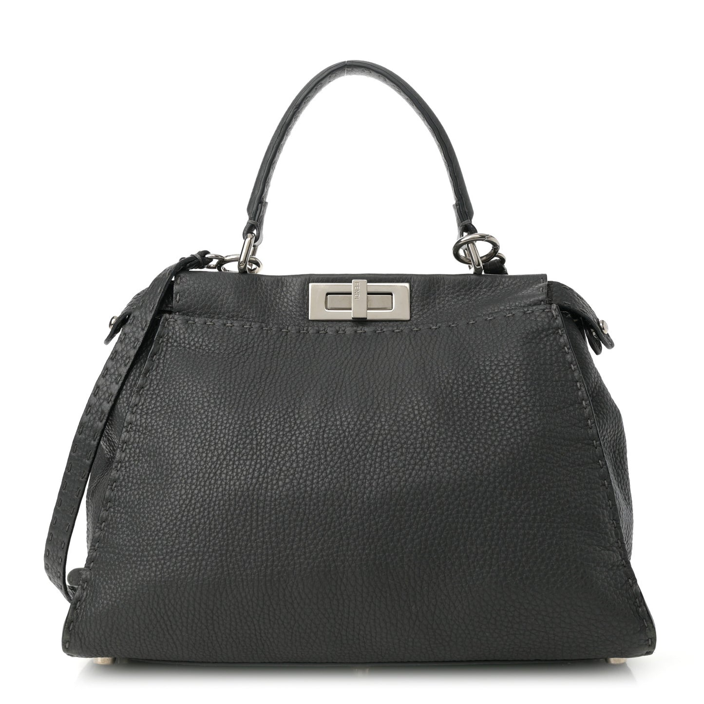 Cuoio Romano Selleria Bi-Color Medium Peekaboo Iconic Satchel Asfalto Latte