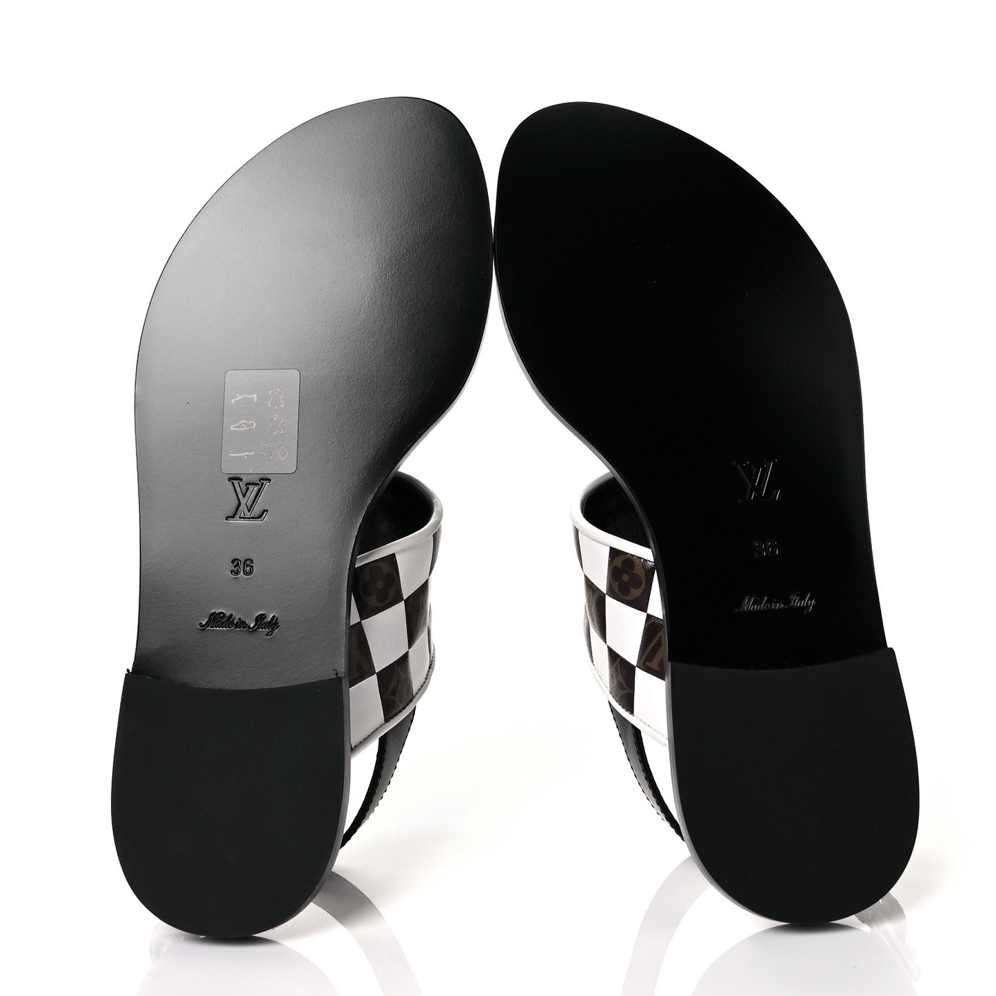 Monogram Calfskin Matchmake Flat Thong Sandals 36 Black