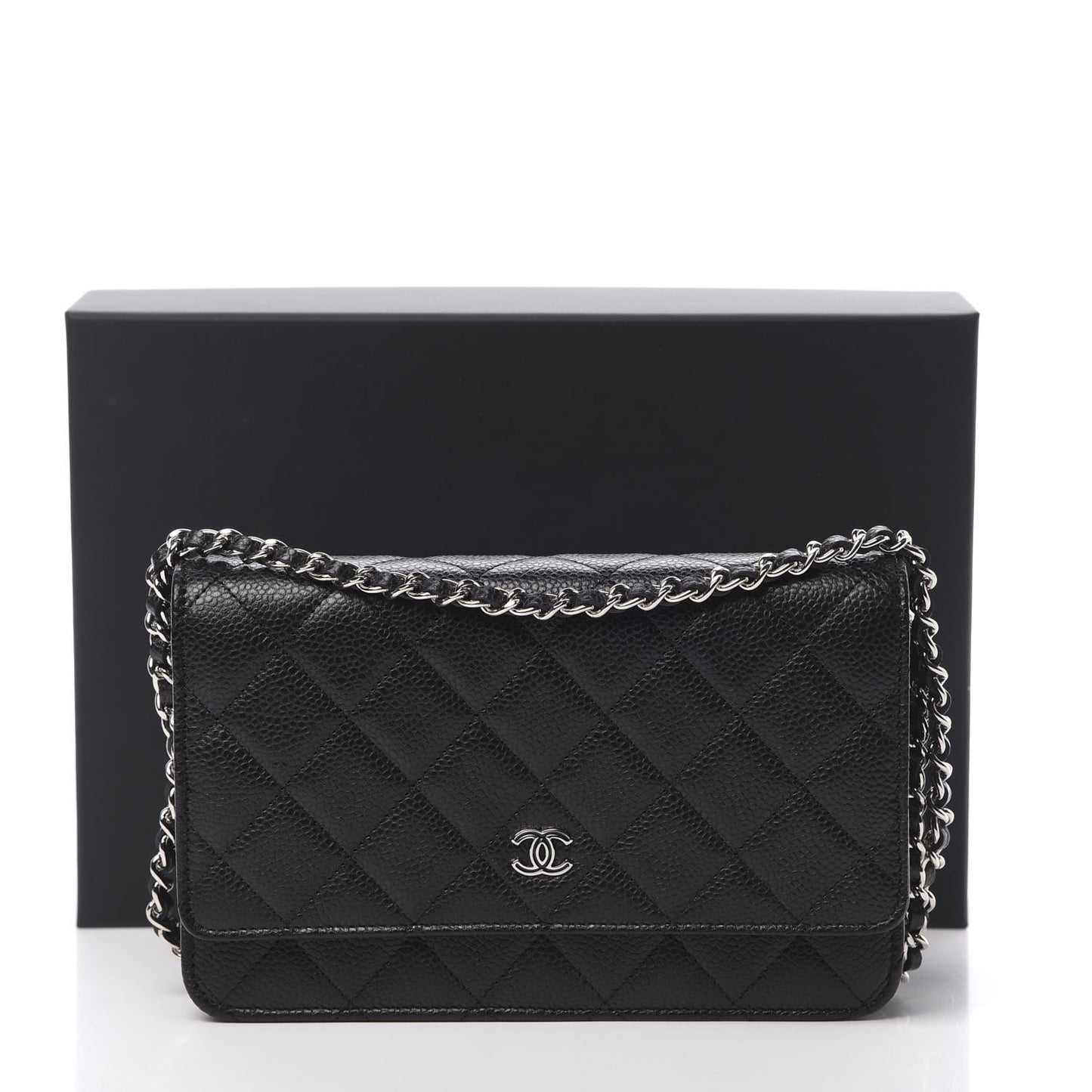 Caviar Quilted Wallet On Chain WOC Black