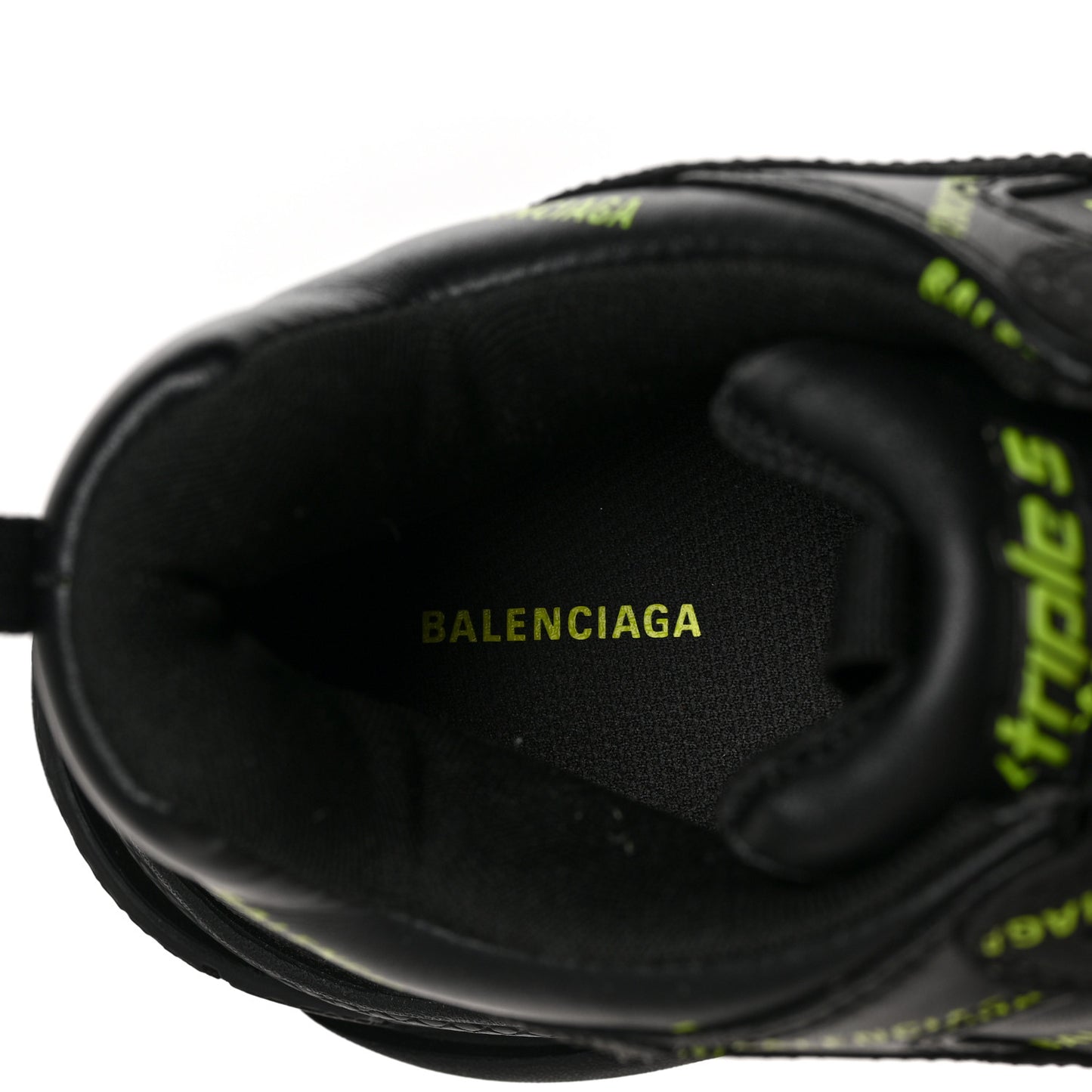 Technical Fabric Allover Logo Mens Triple S Sneakers 42 Black Fluo Yellow