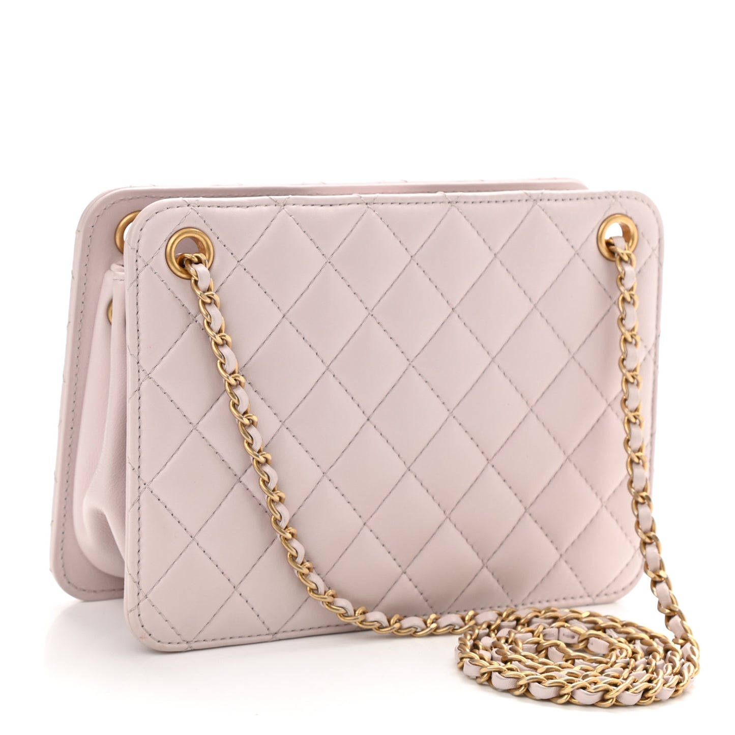 Calfskin Quilted Small CC Chain Accordion Tote Light Pink