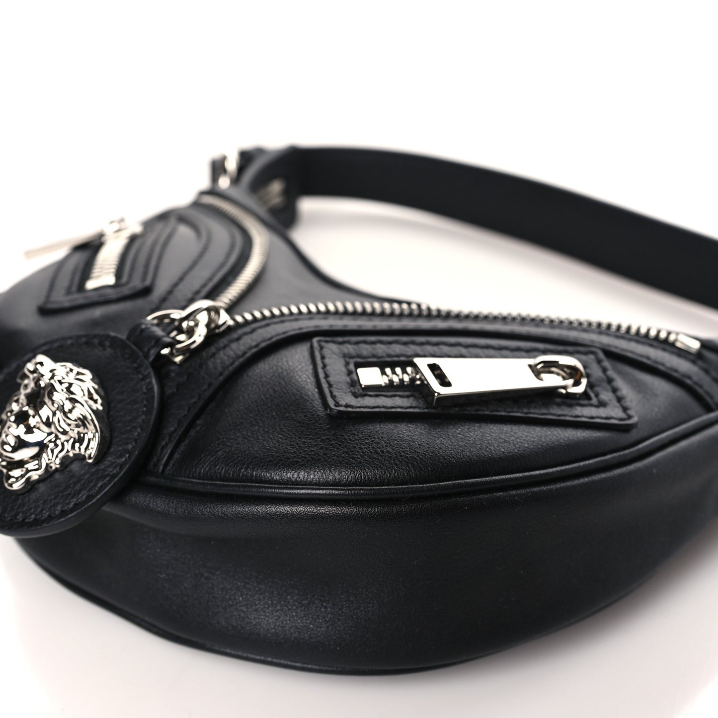 Calfskin Mini Repeat Zip Hobo Black