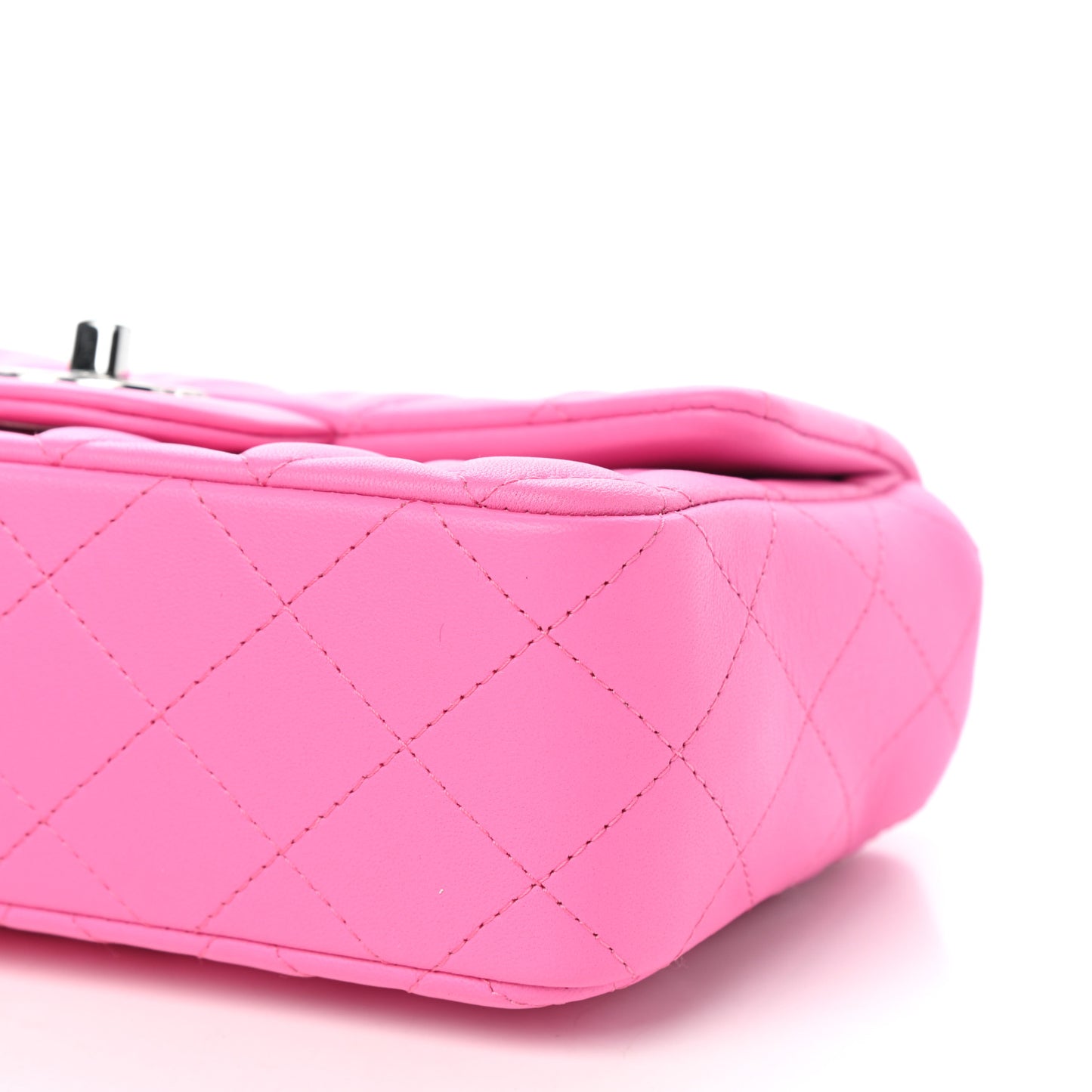 Lambskin Quilted Mini Rectangular Flap Neon Pink