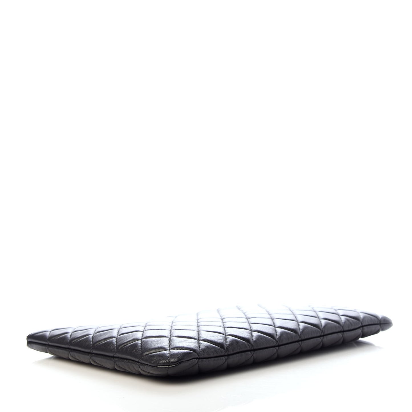 Lambskin Quilted Large Cosmetic Case Black