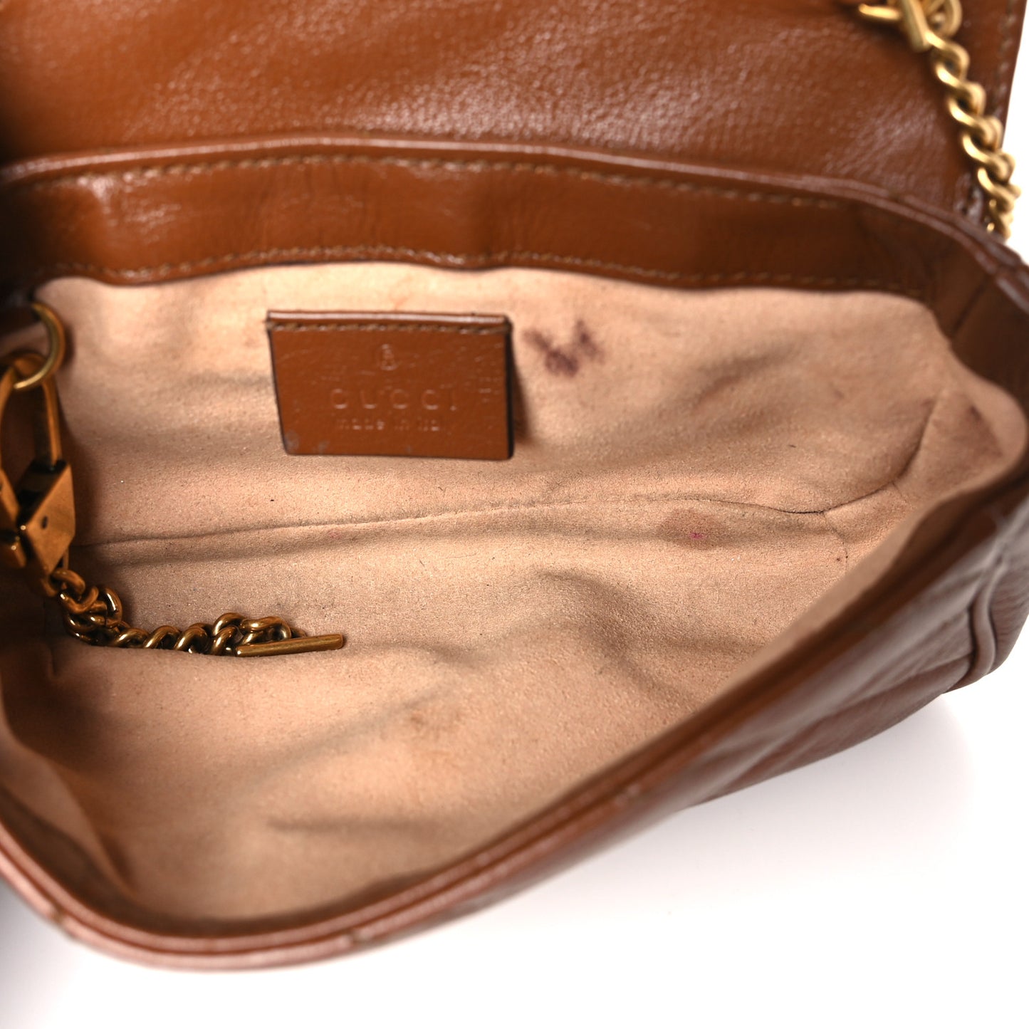 Azalea Calfskin Matelasse Diagonal Super Mini GG Marmont Shoulder Bag Cuir