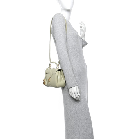 Satinated Calfskin Mini 16 Top Handle Bag Almond Green
