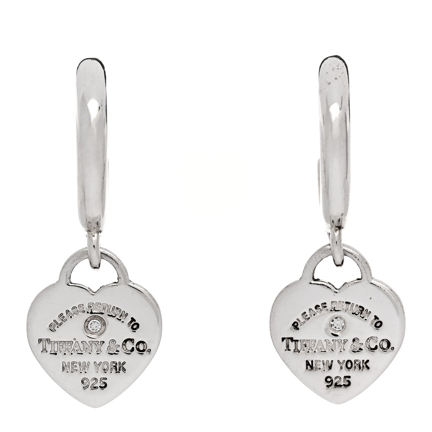 Tiffany Sterling Silver Diamond Mini Return To Tiffany Heart Hoop