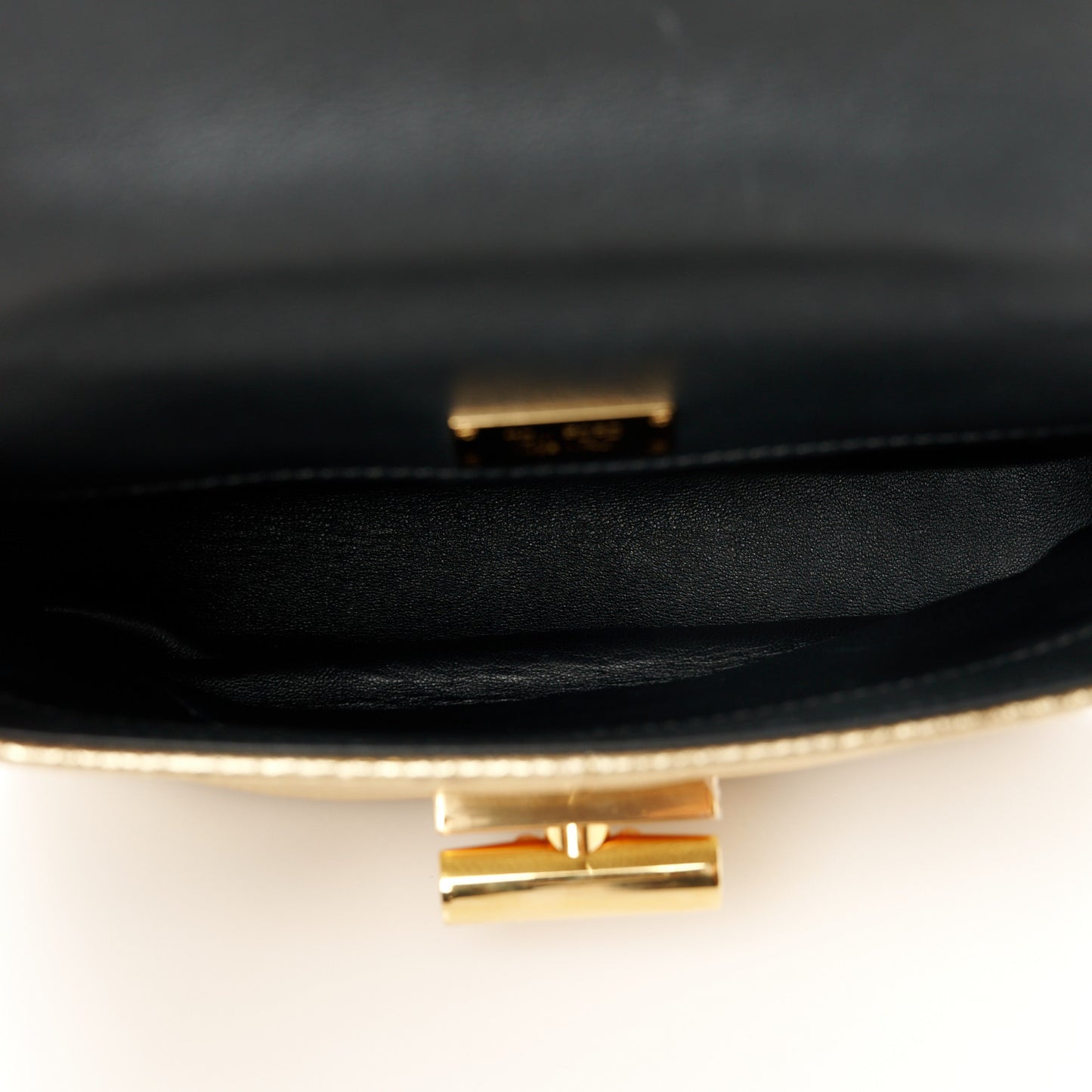 Metallic Lizard Calfskin Embossed Medium Natalia Chain Bag Gold