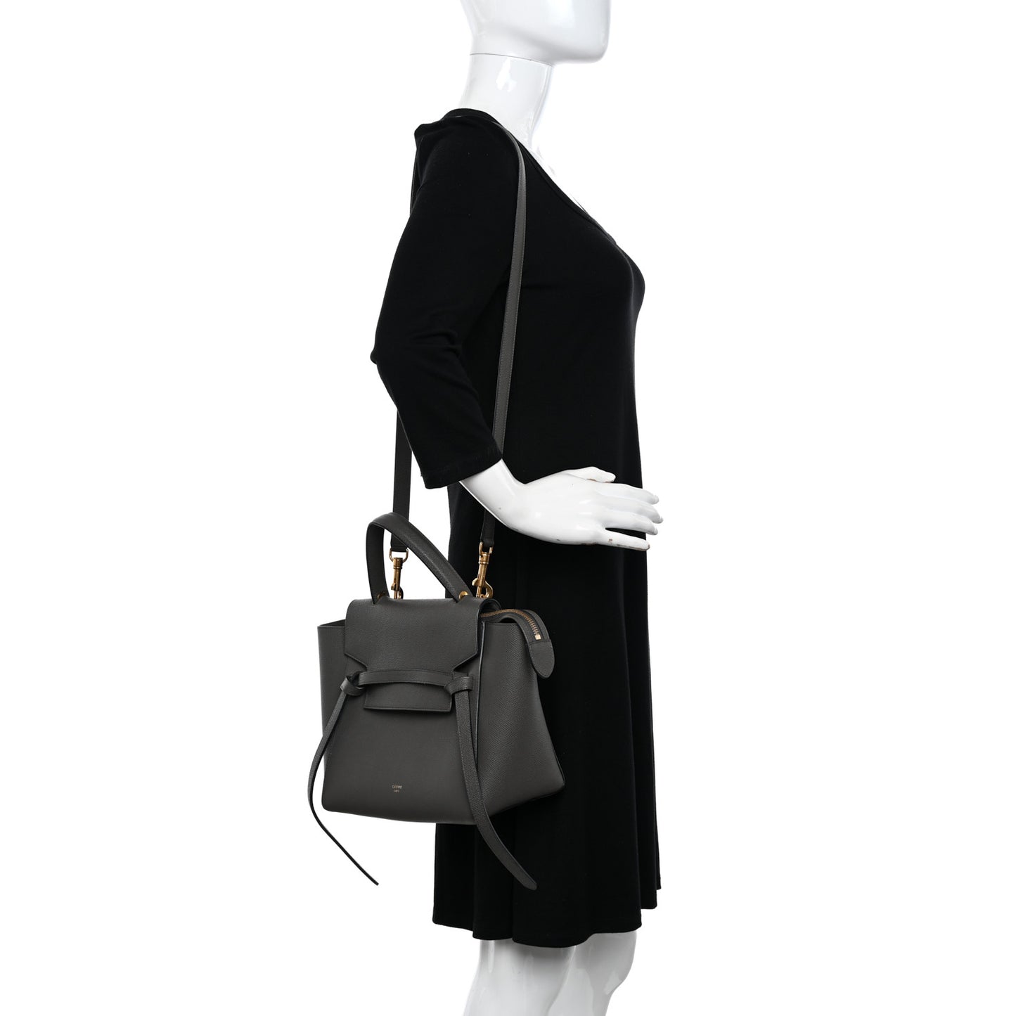 Grained Calfskin Micro Belt Bag Grey