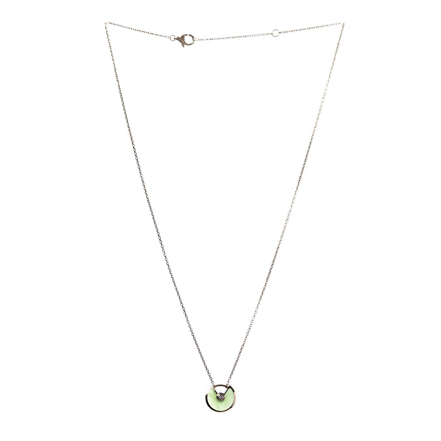 Cartier 18K Yellow Gold Diamond Chrysoprase XS Amulette de Cartier Pendant Necklace 3 of 6