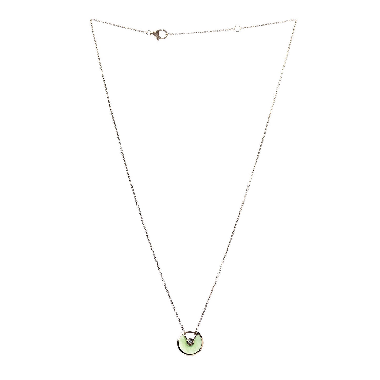 18K Yellow Gold Diamond Chrysoprase XS Amulette de Cartier Pendant Necklace