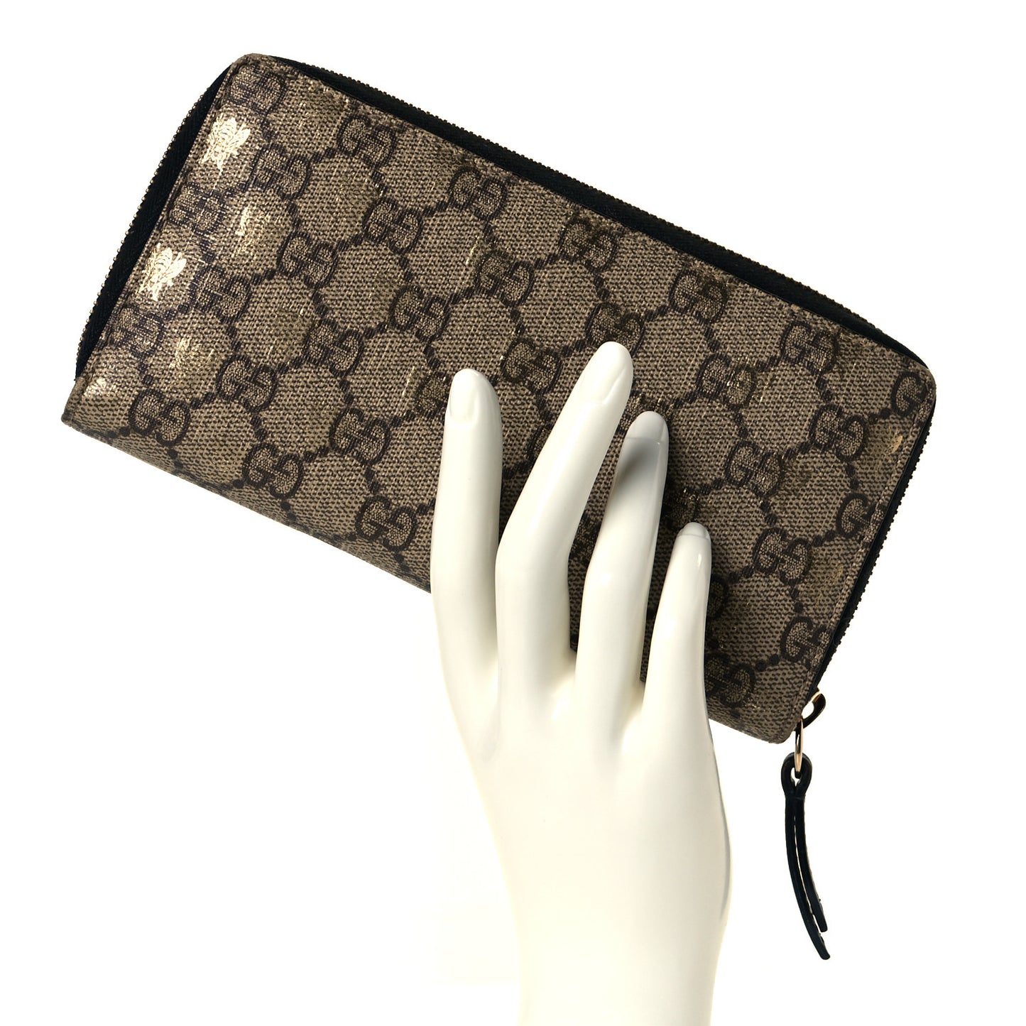 GG Supreme Monogram Bees Zip Around Wallet