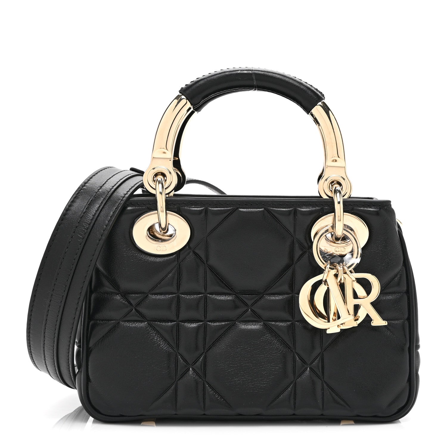 ディオール。 Christian Dior Calfskin Cannage Mini The Lady 95.22 Black 1866296
