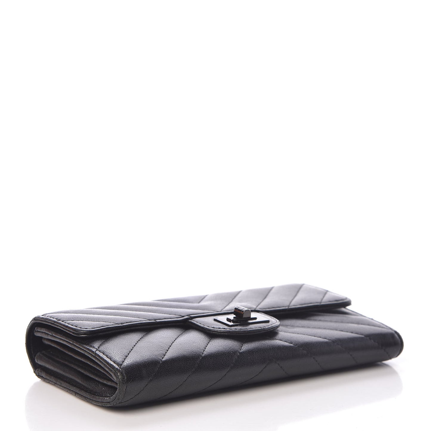 Sheepskin Chevron Quilted 2.55 Reissue Flap Wallet So Black