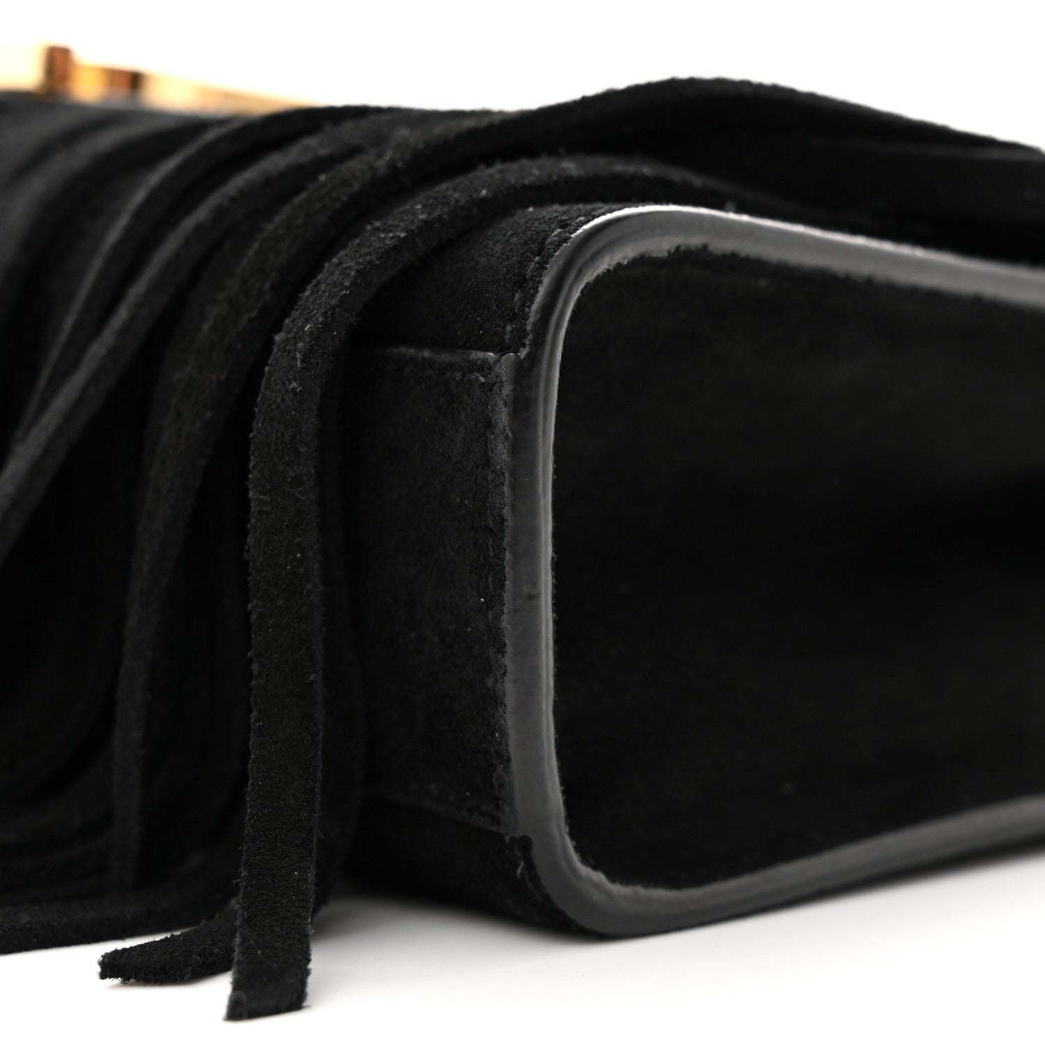 Saint Laurent Suede Fringe Small Monogram Satchel Black 9 of 11