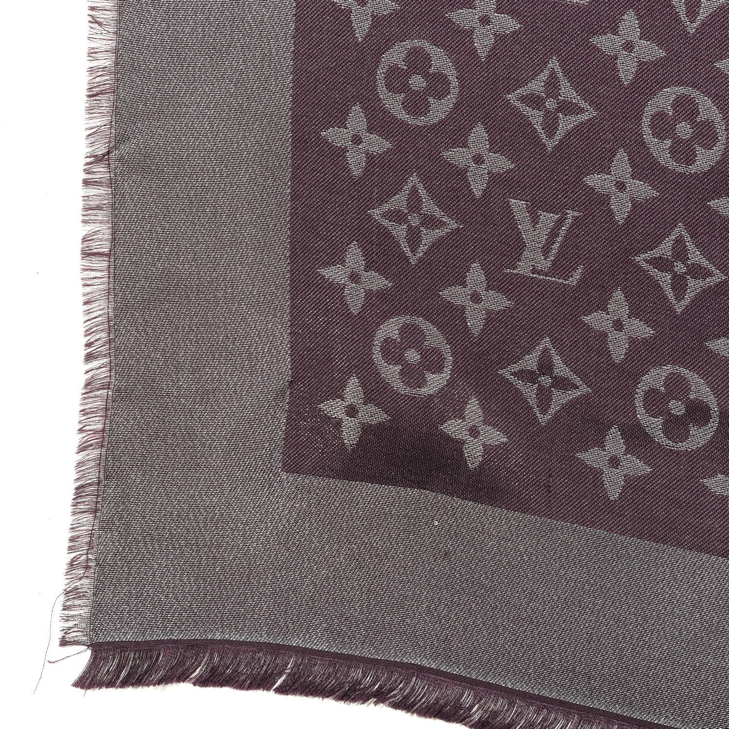Louis Vuitton Silk Lurex Wool Monogram Shine Shawl Amarante 4 of 4