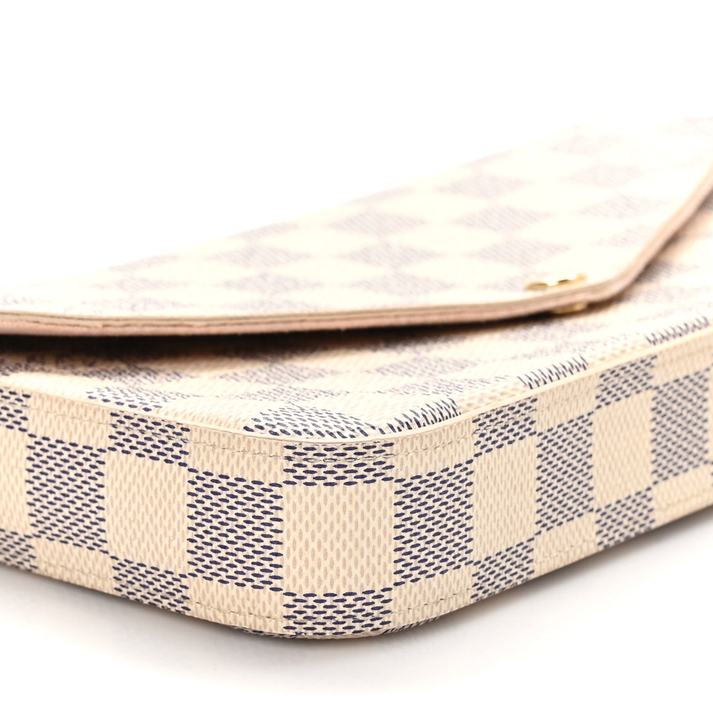 Damier Azur Pochette Felicie Chain Wallet Rose Ballerine