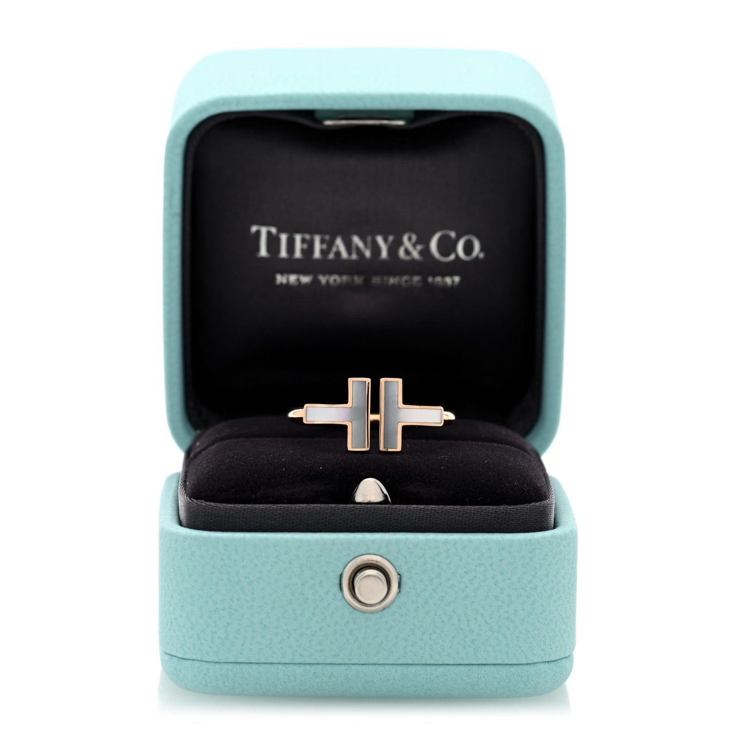 18K Rose Gold Mother of Pearl T Wire Ring 49 5