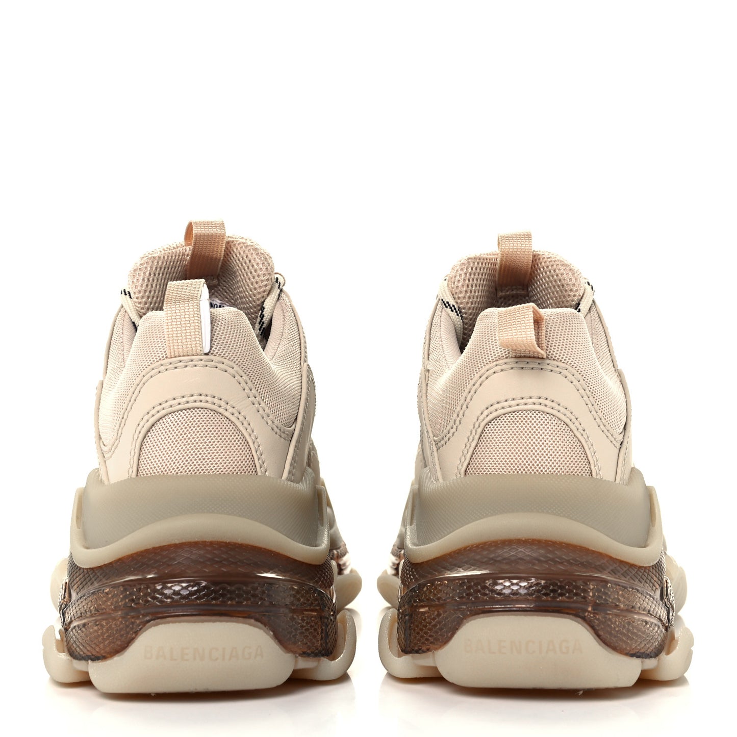 Fabric Mesh Clear Sole Womens Triple S Sneakers 39 Beige
