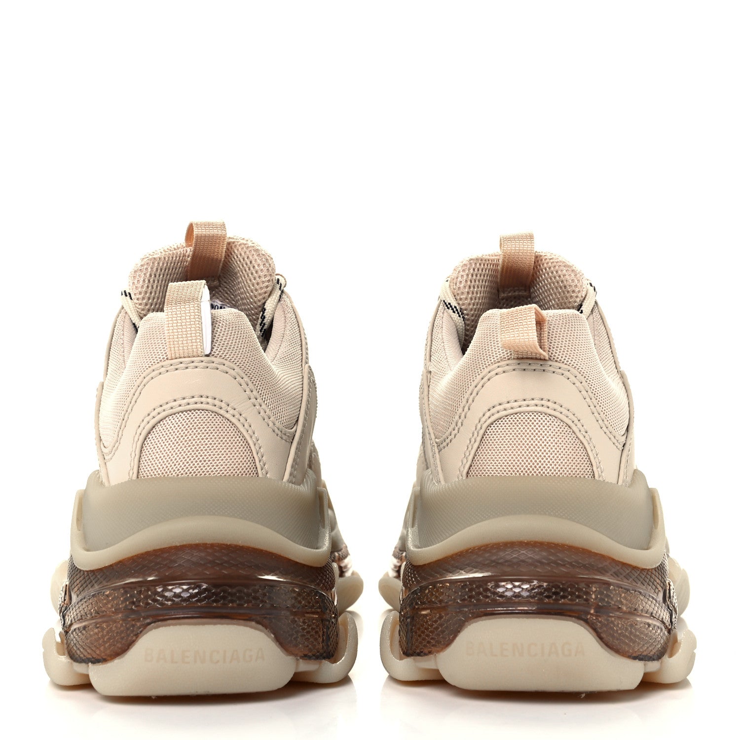Balenciaga Fabric Mesh Clear Sole Womens Triple S Sneakers 39 Beige 6 of 10